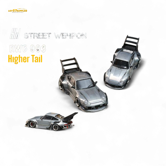 Street Weapon Porsche RWB 993 Raw Varnish Color High Wing 1:64