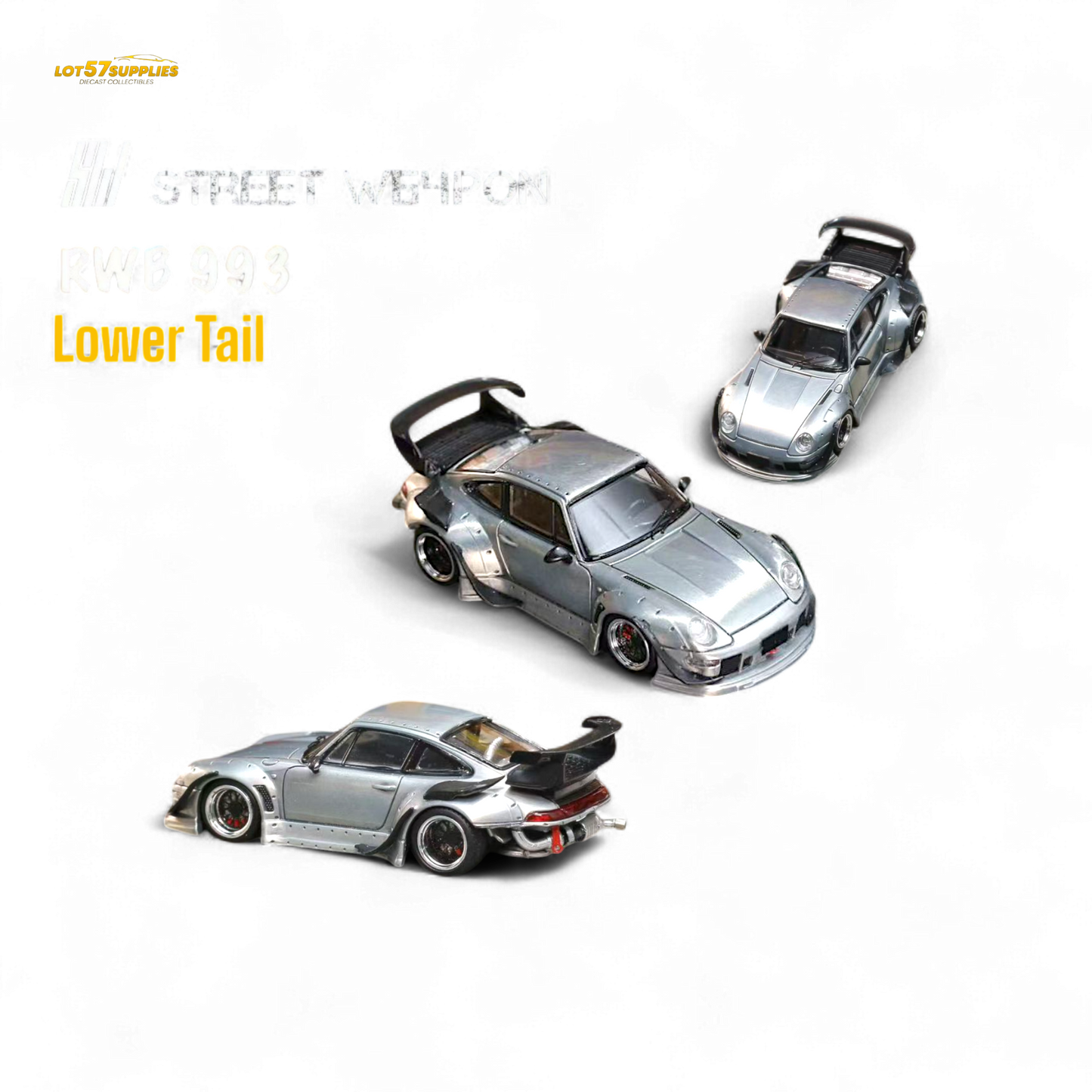 Street Weapon Porsche RWB 993 Raw Varnish Color Low Wing 1:64
