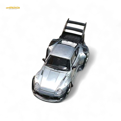 Street Weapon Porsche RWB 993 Raw Varnish Color High Wing 1:64