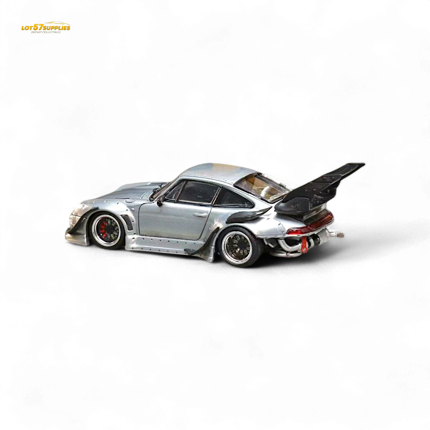 Street Weapon Porsche RWB 993 Raw Varnish Color High Wing 1:64