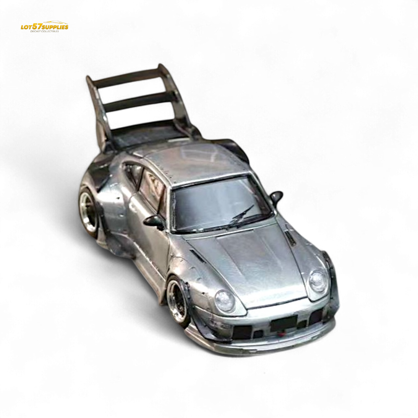 Street Weapon Porsche RWB 993 Raw Varnish Color High Wing 1:64