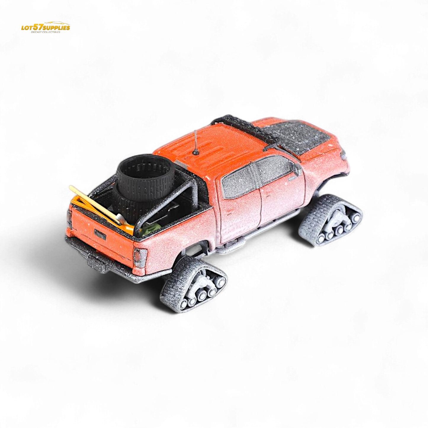 GCD Toyota TACOMA SNOW VERSION in Orange Red - Snow Effect & 3PMSF Tires 1:64
