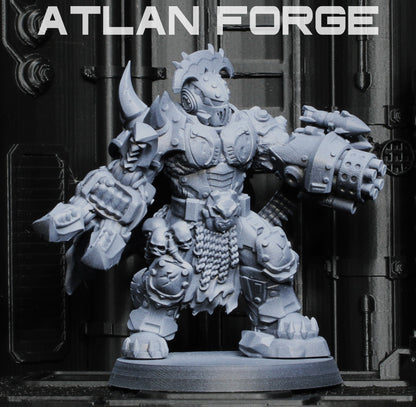 Grokk Brutelord by Atlan Forge – Resin Printed Grimdark Sci-Fi Mini With Wolf (28/32mm)