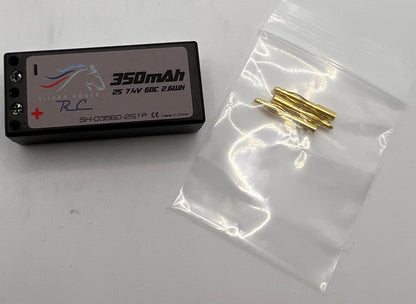 Silver Horse 350 mAh 7.4v 60c Lipo Hardcase 2mm Bullet Racing Battery