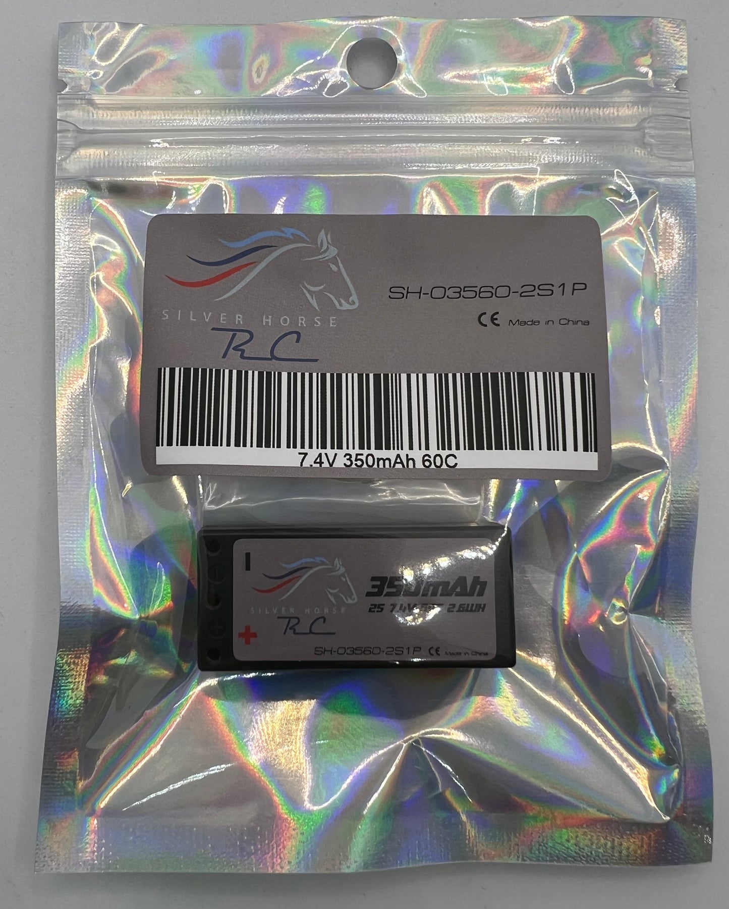 Silver Horse 350 mAh 7.4v 60c Lipo Hardcase 2mm Bullet Racing Battery