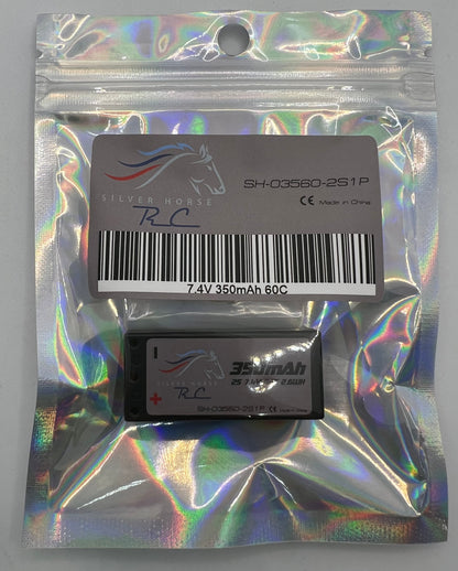 Silver Horse 350 mAh 7.4v 60c Lipo Hardcase 2mm Bullet Racing Battery