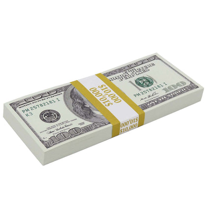 $100,000 BLANK FILLER 2000 Series Stacks by Prop Money Inc