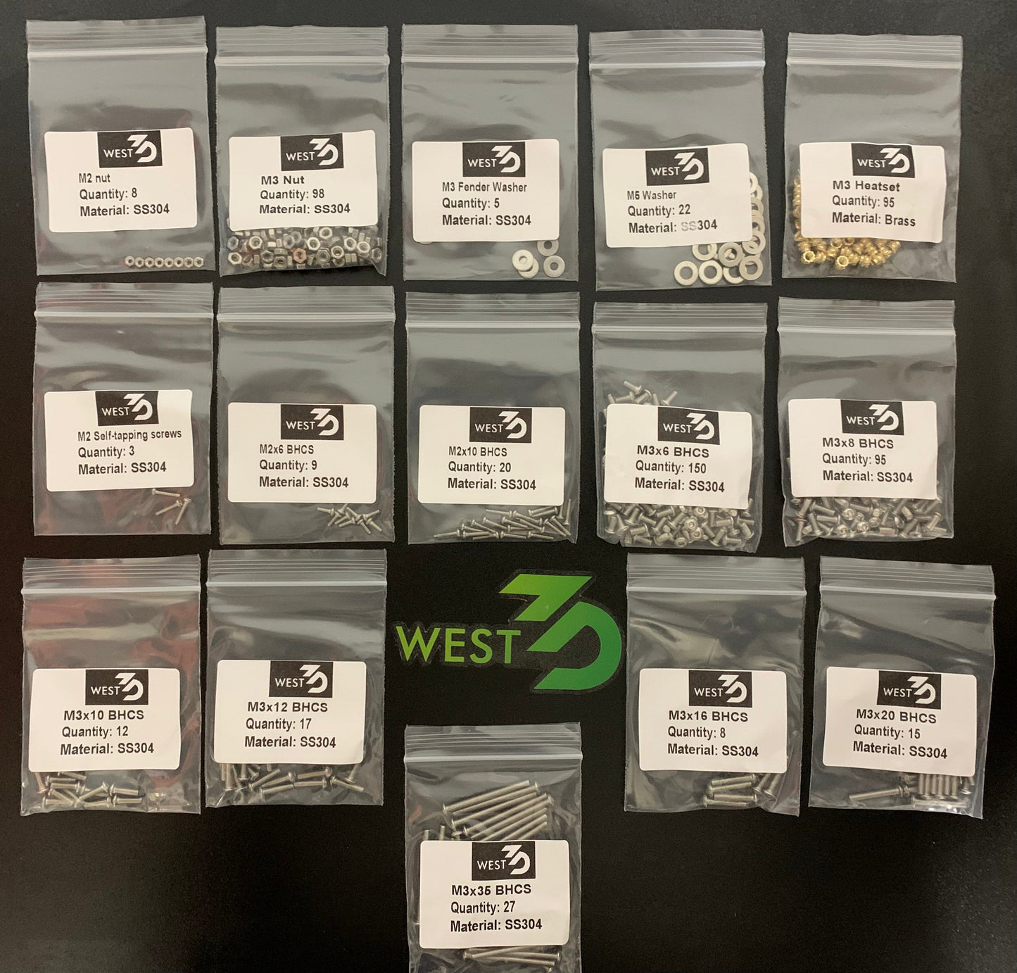 West3D Stainless Steel Fastener Kit for F-Zero (BDF)