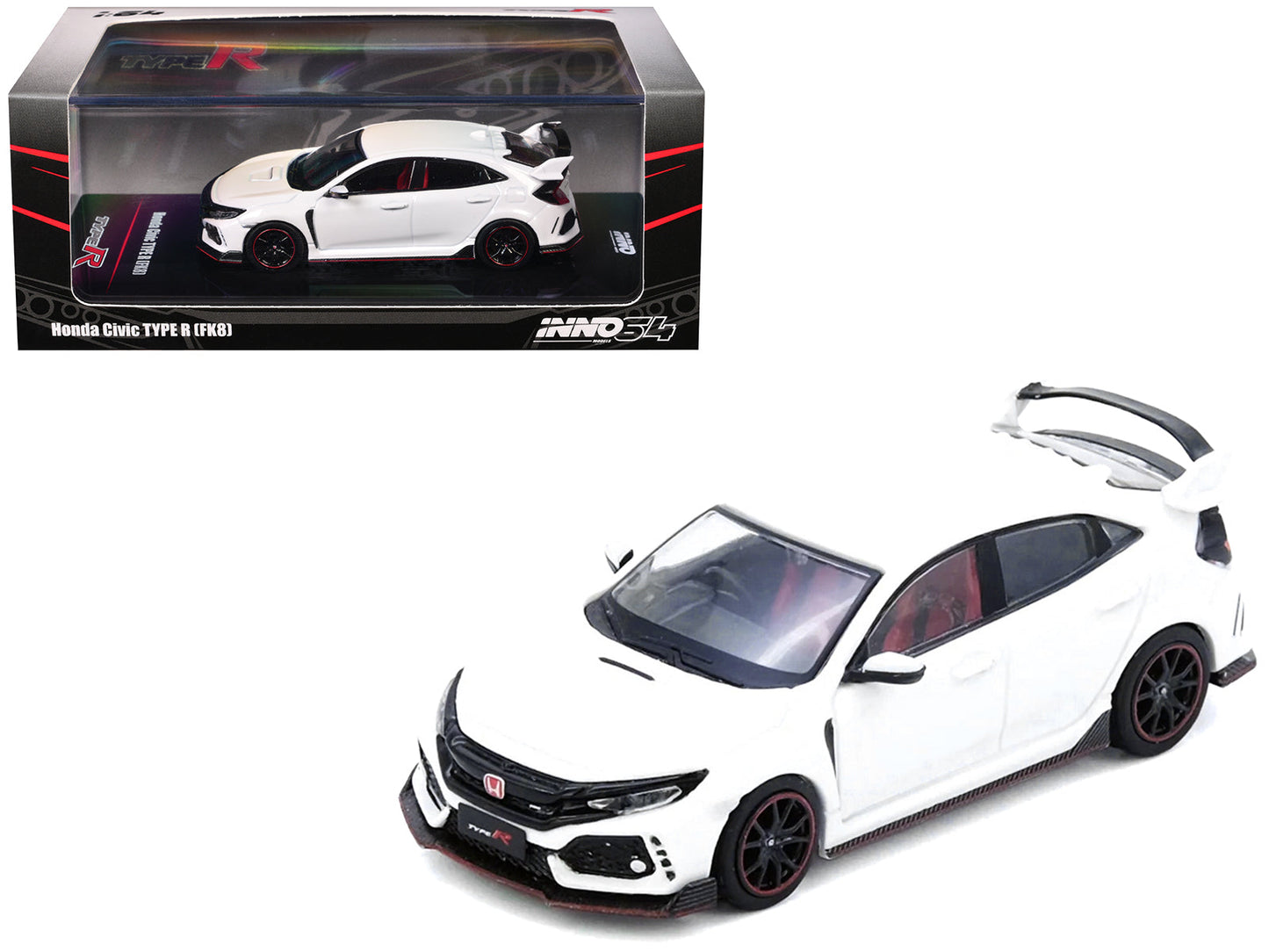 Honda Civic Type R (FK8) RHD (Right Hand Drive) White 1/64 Diecast Model Car by Inno Models  free shipping USA