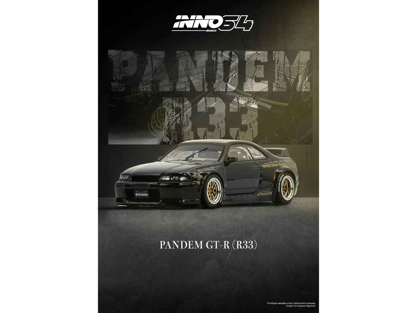Nissan Skyline GT-R (BCNR33) RHD (Right Hand Drive) "Pandem - Rocket Bunny" Black 1/64 Diecast Model Car by Inno Models
