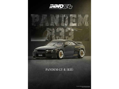 Nissan Skyline GT-R (BCNR33) RHD (Right Hand Drive) "Pandem - Rocket Bunny" Black 1/64 Diecast Model Car by Inno Models