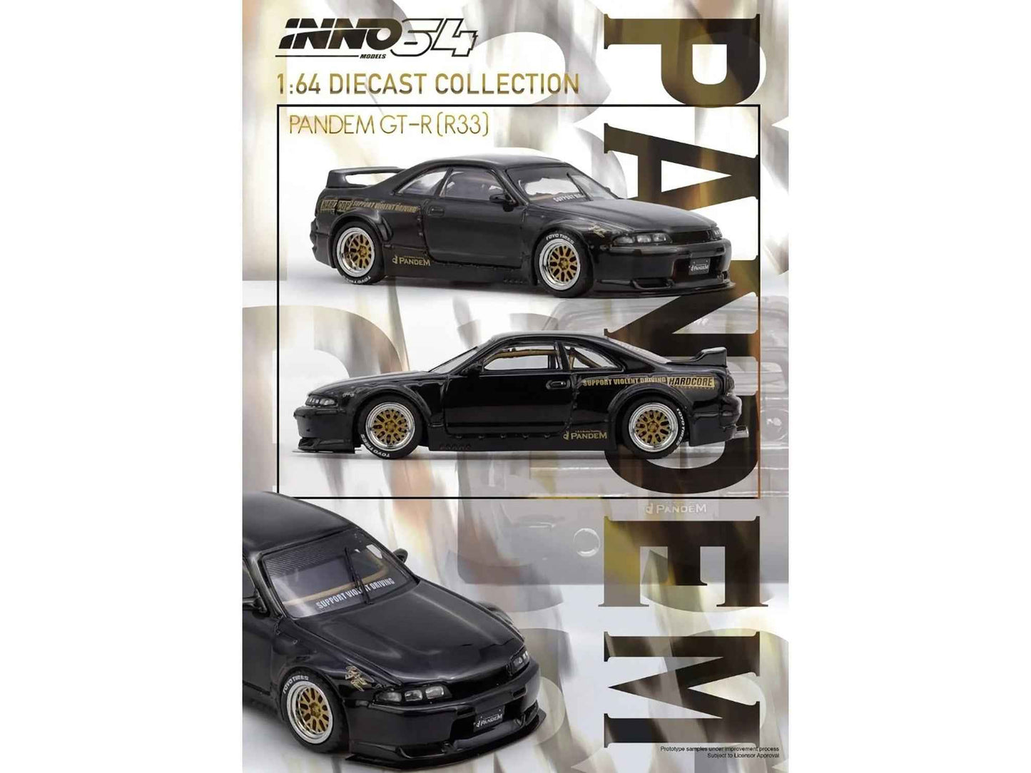 Nissan Skyline GT-R (BCNR33) RHD (Right Hand Drive) "Pandem - Rocket Bunny" Black 1/64 Diecast Model Car by Inno Models