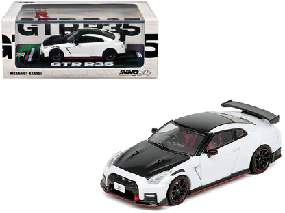 Nissan GT-R (R35) Nismo RHD (Right Hand Drive) White with Carbon Hood and Top 1/64 Diecast Model Car by Inno Models  free shipping USA