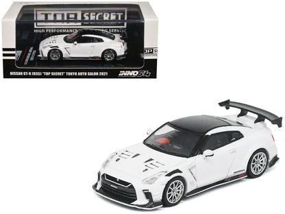 Nissan GT-R (R35) "Top Secret" RHD (Right Hand Drive) White with Black Top "Tokyo Auto Salon 2021" 1/64 Diecast Model Car by Inno Models  free shipping USA