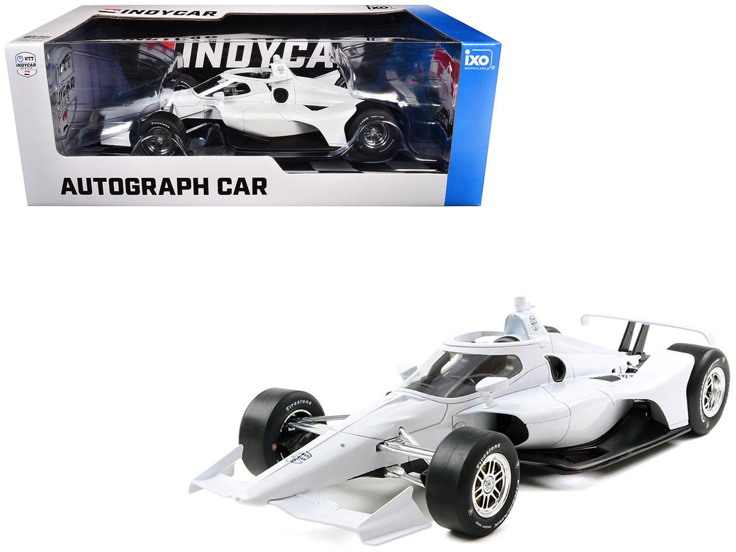 Dallara IndyCar Blank White "Autograph Car" (Super Speedway Configuration) "NTT IndyCar Series" 1/18 Diecast Model Car by IXO Models  free shipping USA