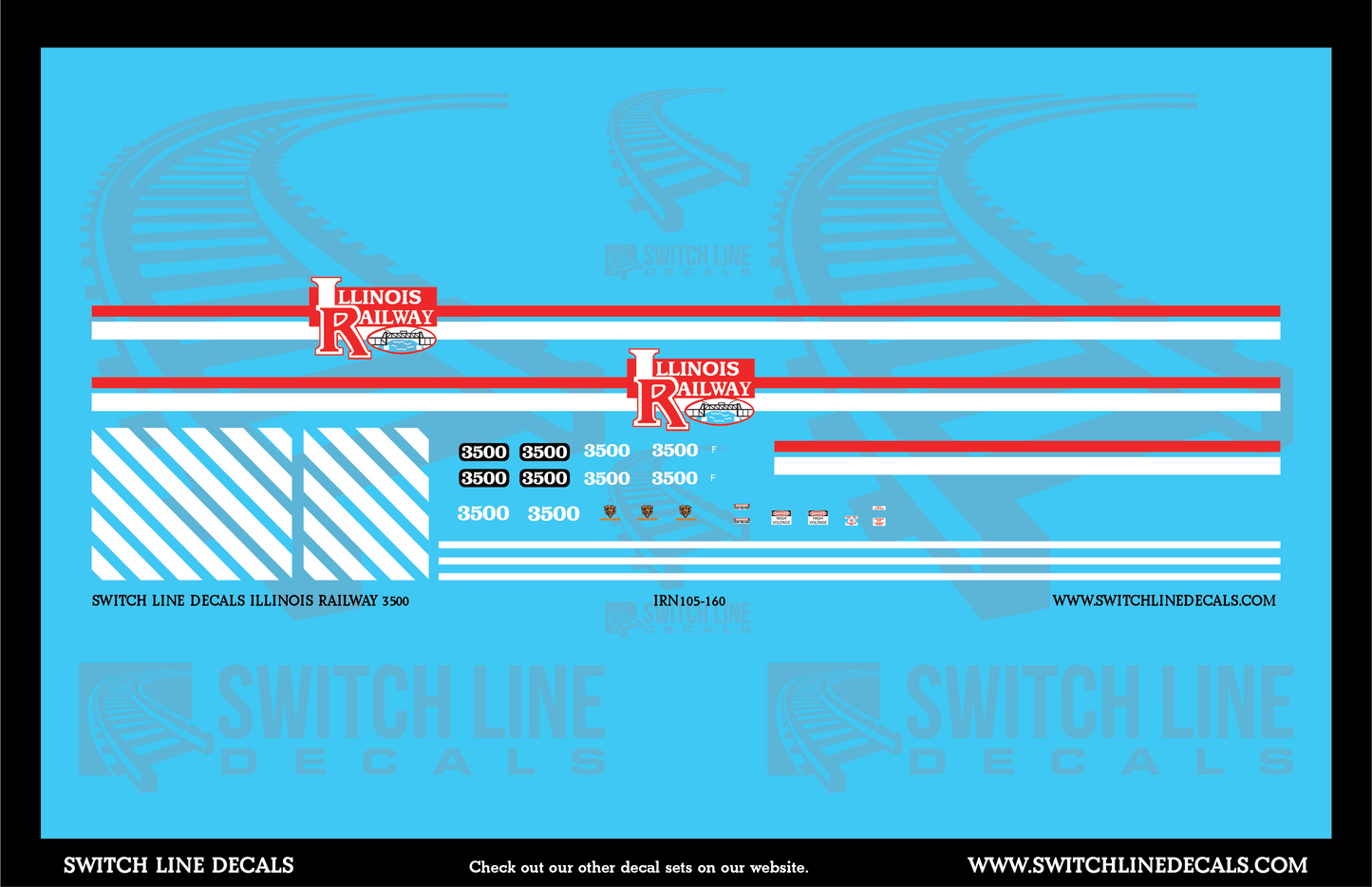 N Scale Illinois Railway 3500 Locomotive Decal Set