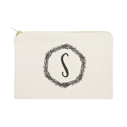 Personalized Monogram with Wreath Cosmetic Bag and Travel Make Up Pouch by The Cotton & Canvas Co.