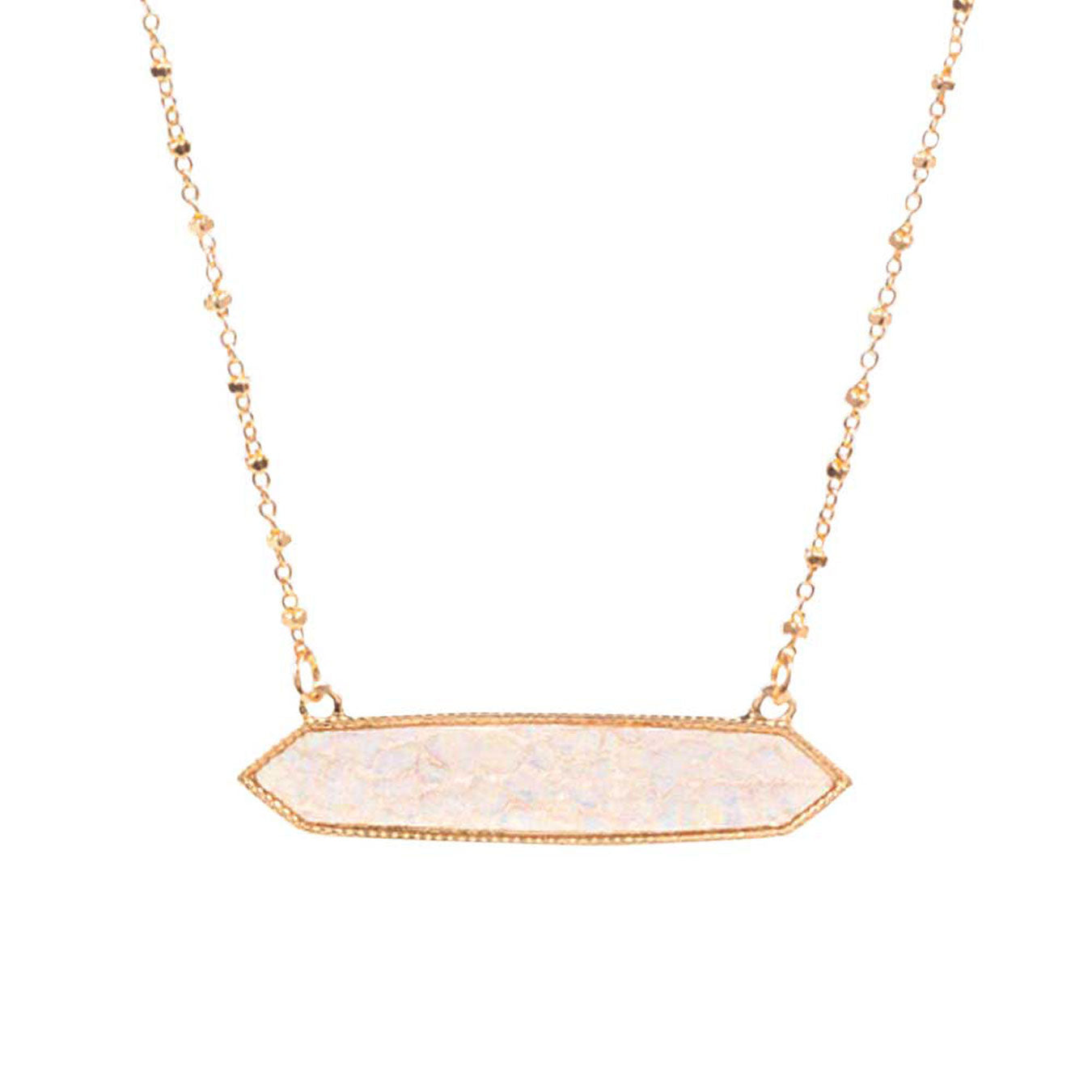 Trendy Patterned Hexagon Pendant Necklace by Madeline Love