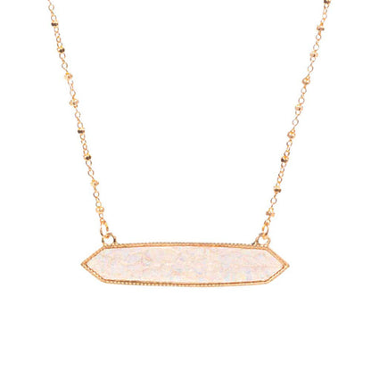Trendy Patterned Hexagon Pendant Necklace by Madeline Love