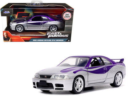 1995 Nissan Skyline GT-R (BCNR33) Purple and Silver Metallic "Fast & Furious" Series 1/32 Diecast Model Car by Jada  free shipping USA