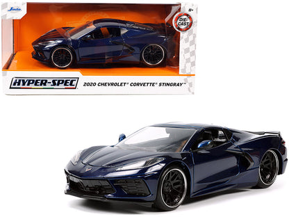 2020 Chevrolet Corvette Stingray C8 Dark Blue Metallic "Hyper-Spec" Series 1/24 Diecast Model Car by Jada  free shipping USA