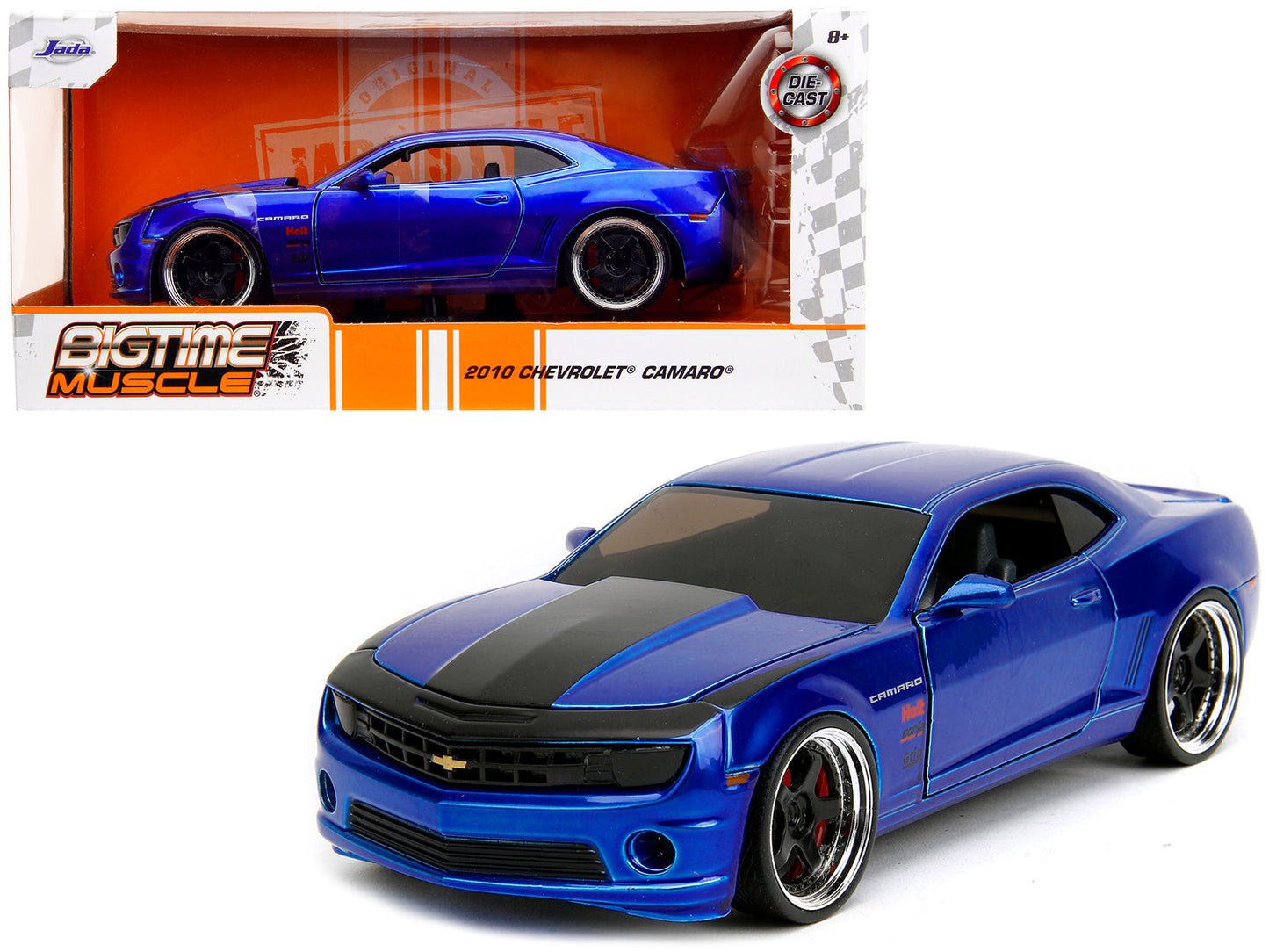 2010 Chevrolet Camaro Candy Blue with Black Hood "Bigtime Muscle" Series 1/24 Diecast Model Car by Jada  free shipping USA