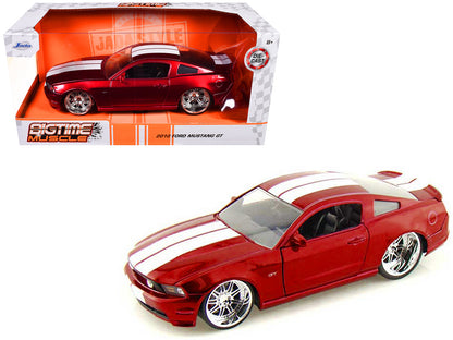 2010 Ford Mustang GT Red Metallic with White Stripes "Bigtime Muscle" Series 1/24 Diecast Model Car by Jada  free shipping USA
