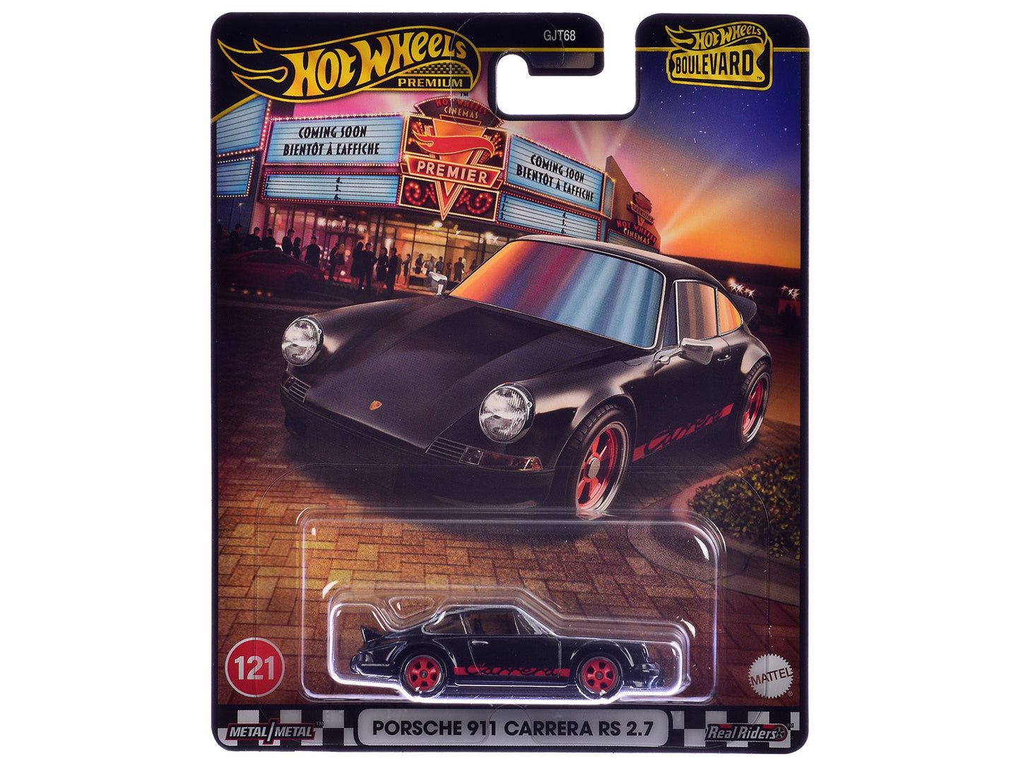 Porsche 911 Carrera RS 2.7 Black with Red Stripes "Boulevard" Series Diecast Model Car by Hot Wheels  free shipping USA