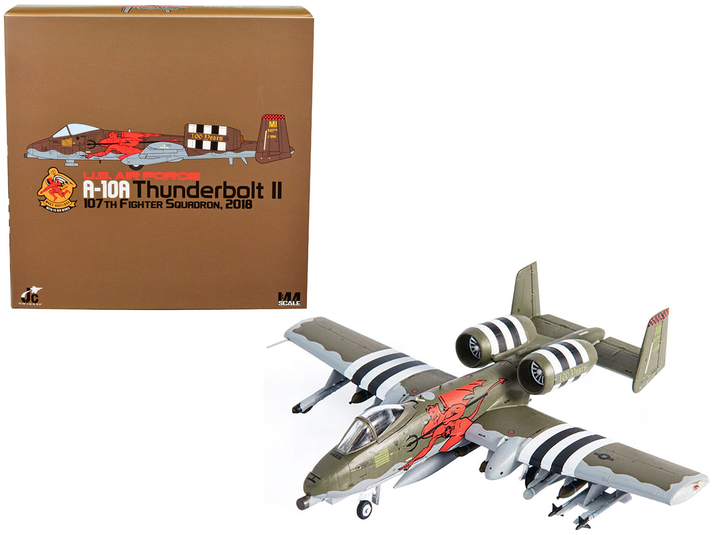 Fairchild Republic A-10A Thunderbolt II Aircraft "US Air Force 107th Fighter Squadron 100th Anniversary Edition" (2018) 1/144 Diecast Model by JC Wings  free shipping USA