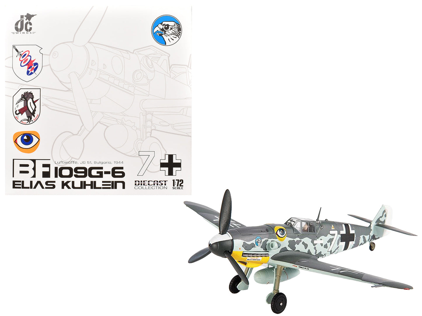 Messerschmitt BF 109G-6 Fighter Aircraft "JG 51 Bulgaria" (1944) German Luftwaffe 1/72 Die Cast Model by JC Wings  free shipping USA