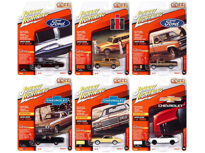 "Classic Gold Collection" 2022 Set B of 6 Cars Release 1 1/64 Diecast Model Cars by Johnny Lightning  free shipping USA
