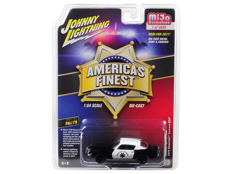 1970 Chevrolet Camaro Z28 California Highway Patrol (CHP) Black and White "America's Finest" Limited Edition to 3600 pieces Worldwide 1/64 Diecast Model Car by Johnny Lightning  free shipping USA