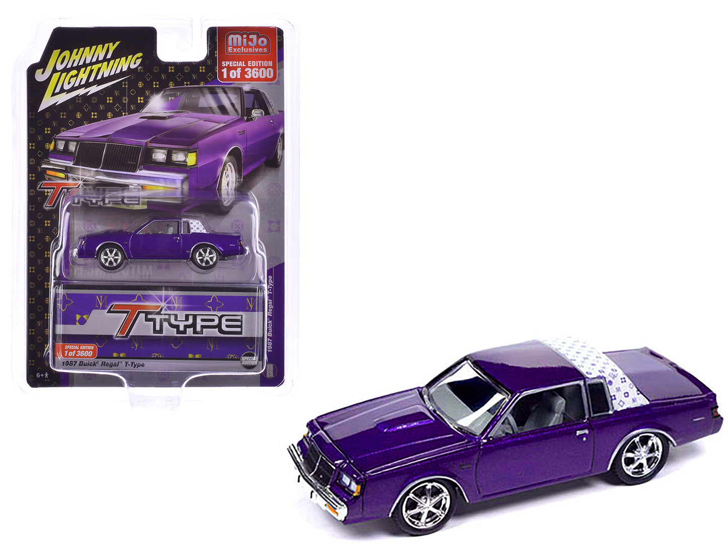 1987 Buick Regal T-Type Purple Metallic Limited Edition to 3600 pieces Worldwide 1/64 Diecast Model Car by Johnny Lightning  free shipping USA