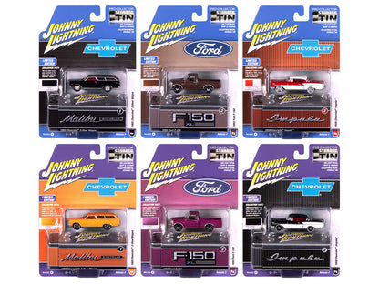 Johnny Lightning Collector's Tin 2025 Set of 6 Cars Release 2 Limited Edition 1/64 Diecast Model Cars by Johnny Lightning  free shipping USA