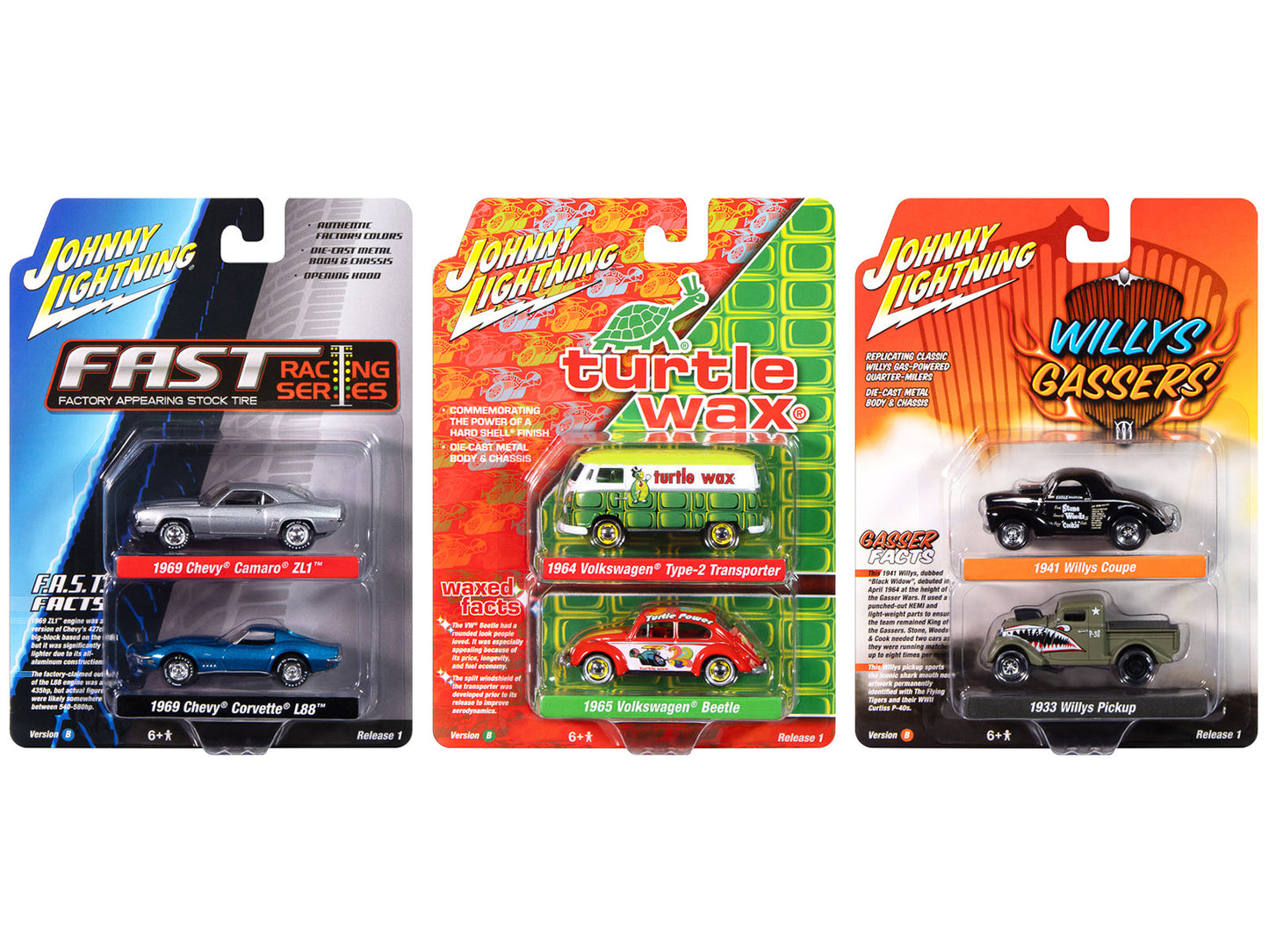 Johnny Lightning "2-Packs" 2024 Release 1 Set B of 6 pieces 1/64 Diecast Model Cars by Johnny Lightning  free shipping USA