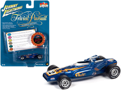 Johnny Lightning Special Blue Metallic with Poker Chip (Collector Token) and Game Card "Trivial Pursuit" "Pop Culture" Series 1/64 Diecast Model Car by Johnny Lightning  free shipping USA