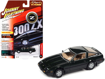 1984 Nissan 300ZX Dark Green with Black Stripes "Classic Gold Collection" Series Limited Edition to 12480 pieces Worldwide 1/64 Diecast Model Car by Johnny Lightning  free shipping USA