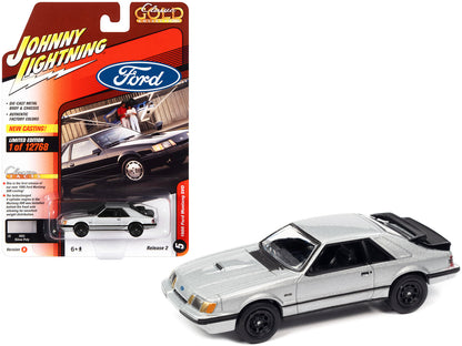 1986 Ford Mustang SVO Silver Metallic with Black Stripes "Classic Gold Collection" Series Limited Edition to 12768 pieces Worldwide 1/64 Diecast Model Car by Johnny Lightning  free shipping USA