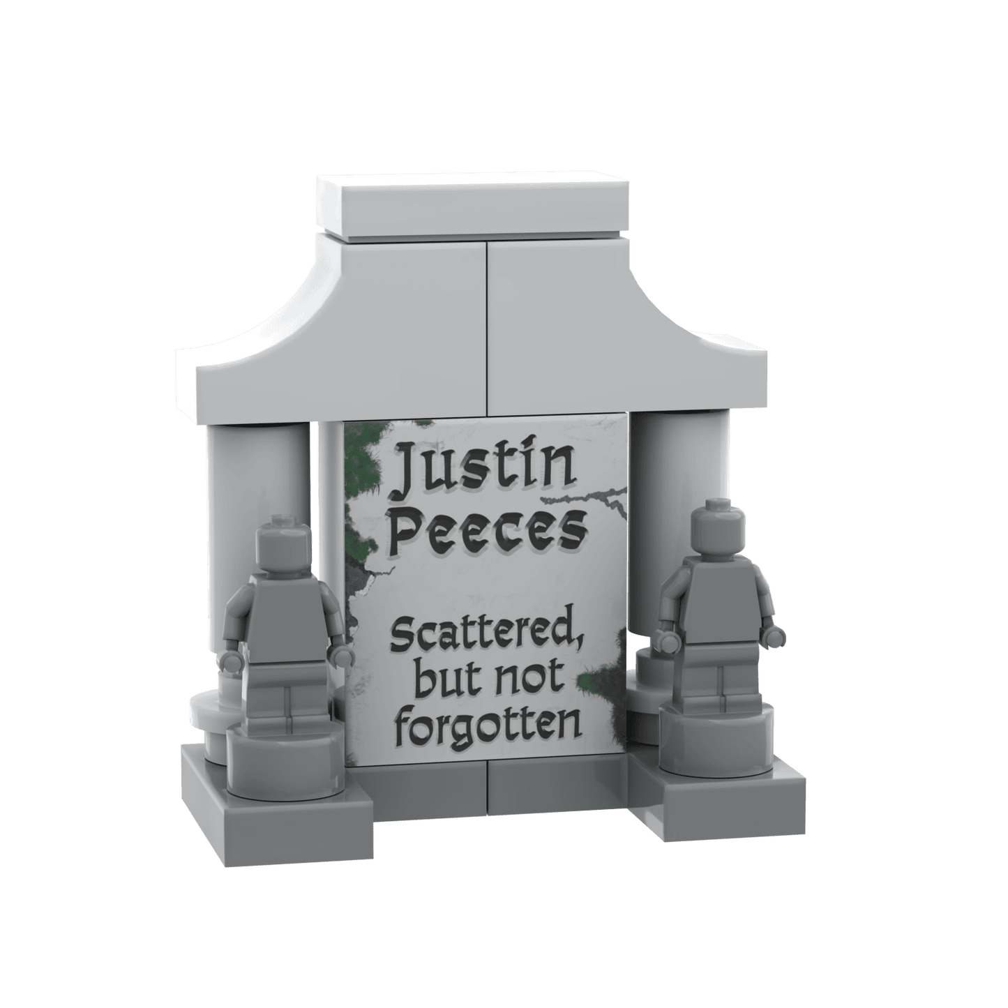 "Justin Peeces" Tombstone - Halloween Gravestone  MOC - Custom Printed - Made Using LEGO® Parts