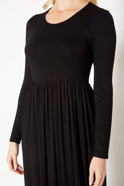 Women's Basic Long Sleeve Fit & Flare Maxi Dress by Shop at Konus