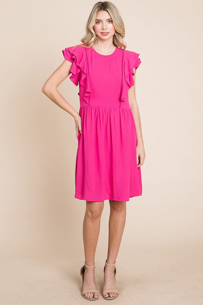 Flutter Sleeve Front Lace Ruched Sundress by RolyPoly Apparel