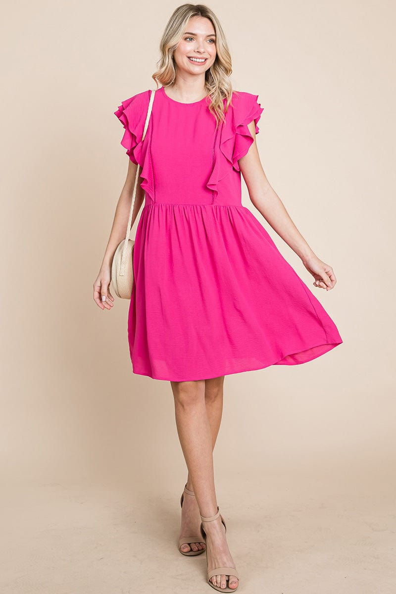 Flutter Sleeve Front Lace Ruched Sundress by RolyPoly Apparel