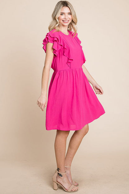 Flutter Sleeve Front Lace Ruched Sundress by RolyPoly Apparel