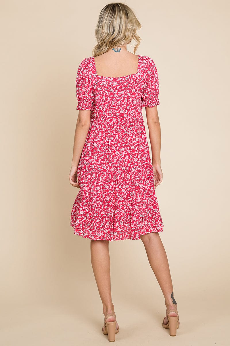 Floral Printed Square Neck Layered Dress by RolyPoly Apparel