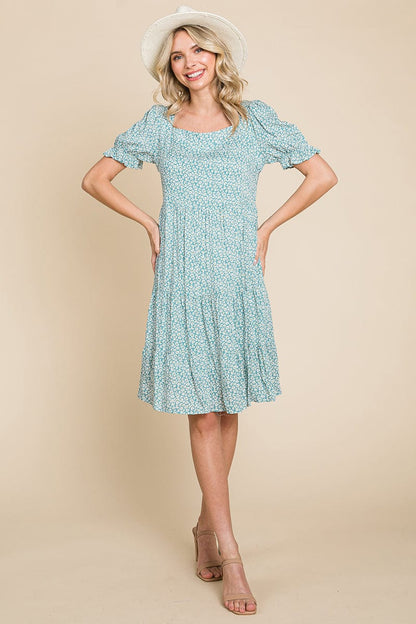 Floral Printed Square Neck Layered Dress by RolyPoly Apparel