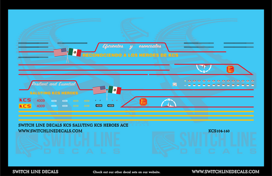 N Scale Kansas City Southern Saluting KCS Heroes SD70ACE Locomotive Decal Set