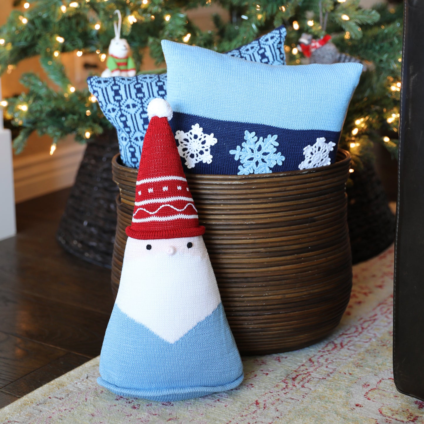 Santa Cone Pillow, 15", Blue by Melange Collection