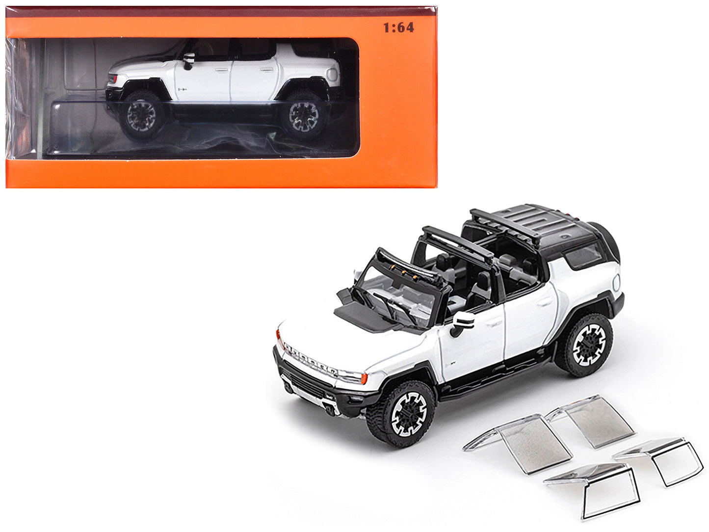 2023 GMC Hummer EV SUV White with Black Top 1/64 Diecast Model Car by GCD  free shipping USA