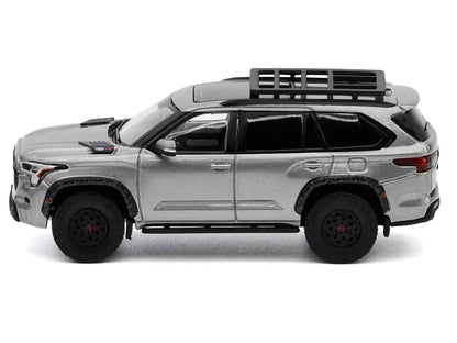 Toyota Sequoia TRD PRO Silver Metallic with Roof Rack 1/64 Diecast Model Car by GCD