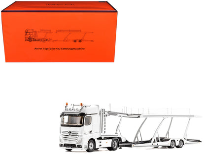 Mercedes-Benz Actros Auto Transporter White 1/64 Diecast Model by GCD  free shipping USA